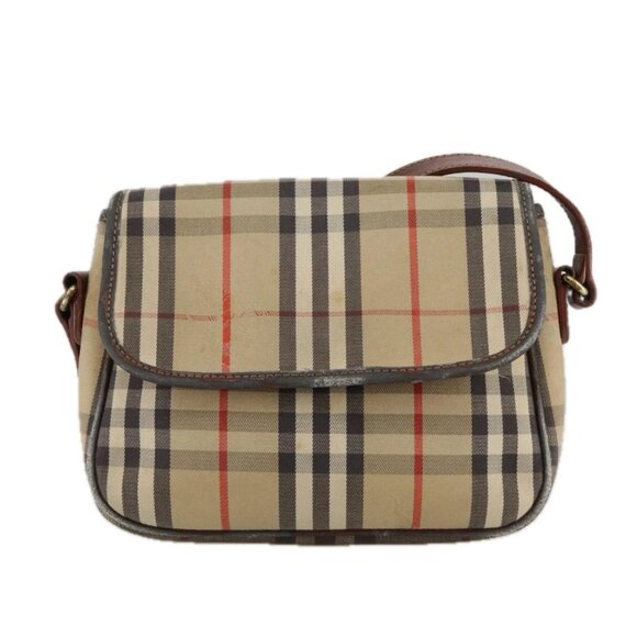 BURBERRY Nova Check Shoulder Bag Canvas Beige Auth - Picture 2 of 16